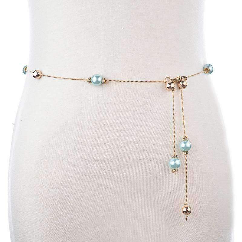 Planet Gates Blue / 105cm Hongmioo 2017 Luxury Imitation Pearl Chain Belts For Women Gold Plated Designer Belt Metal Belly Waist Belt Ceinture Femme