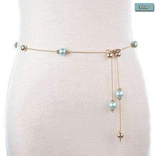 Planet Gates Blue / 105cm Hongmioo 2017 Luxury Imitation Pearl Chain Belts For Women Gold Plated Designer Belt Metal Belly Waist Belt Ceinture Femme