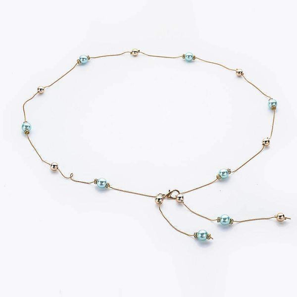 Planet Gates Blue / 105cm Hongmioo 2017 Luxury Imitation Pearl Chain Belts For Women Gold Plated Designer Belt Metal Belly Waist Belt Ceinture Femme