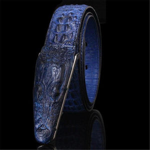 Planet Gates Blue / 105cm Mens Belts Luxury cow Leather Designer Belt Men High Quality Luxury Crocodile Cinturones Hombre