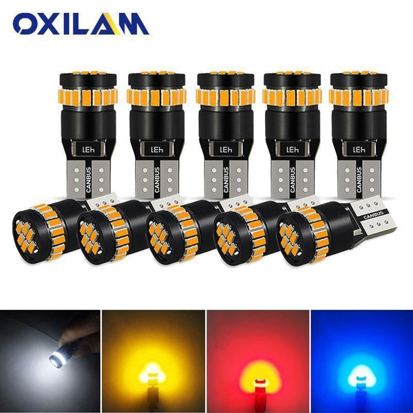 Planet Gates Blue 10x T10 LED W5W LED Canbus Auto Lamp 12V 3014 24SMD Car Interior Light 194 168 Lights Bulb White Blue Red Yellow No Error