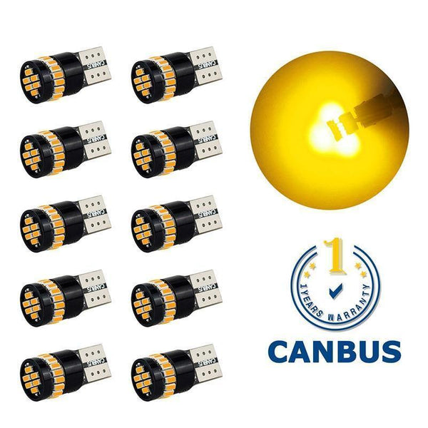 Planet Gates Blue 10x T10 LED W5W LED Canbus Auto Lamp 12V 3014 24SMD Car Interior Light 194 168 Lights Bulb White Blue Red Yellow No Error