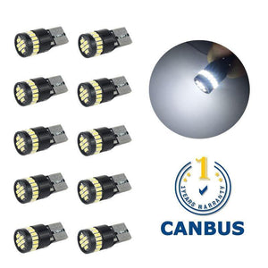Planet Gates Blue 10x T10 LED W5W LED Canbus Auto Lamp 12V 3014 24SMD Car Interior Light 194 168 Lights Bulb White Blue Red Yellow No Error