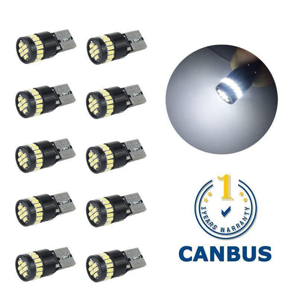 Planet Gates Blue 10x T10 LED W5W LED Canbus Auto Lamp 12V 3014 24SMD Car Interior Light 194 168 Lights Bulb White Blue Red Yellow No Error