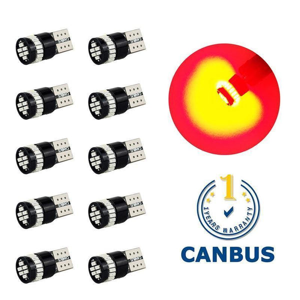 Planet Gates Blue 10x T10 LED W5W LED Canbus Auto Lamp 12V 3014 24SMD Car Interior Light 194 168 Lights Bulb White Blue Red Yellow No Error