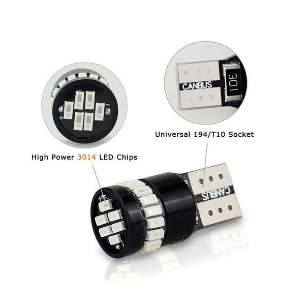 Planet Gates Blue 10x T10 LED W5W LED Canbus Auto Lamp 12V 3014 24SMD Car Interior Light 194 168 Lights Bulb White Blue Red Yellow No Error