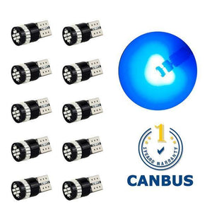 Planet Gates Blue 10x T10 LED W5W LED Canbus Auto Lamp 12V 3014 24SMD Car Interior Light 194 168 Lights Bulb White Blue Red Yellow No Error