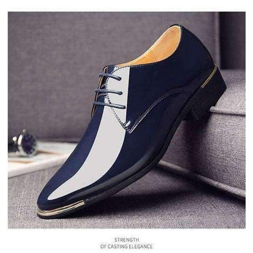 Planet Gates Blue / 11 2018 Newly Men's Quality Patent Leather Shoes Zapatos de hombre Size 38-47 Black Leather Soft Man Dress Shoes