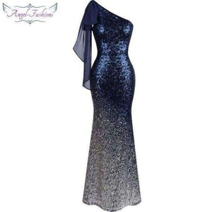Planet Gates Blue / 12 / China Angel-fashions Formal Dresses Contrast Color Gradient Sequin Mermaid Evening Dresses 286