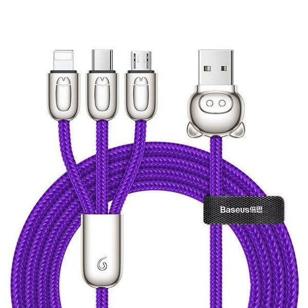 Planet Gates Blue / 120cm Baseus USB Cable For iPhone Xs Max X Xr 3 in 1 Micro USB Cable Fast Charging Charger USB Type C Type-c Cable Mobile Phone Cables