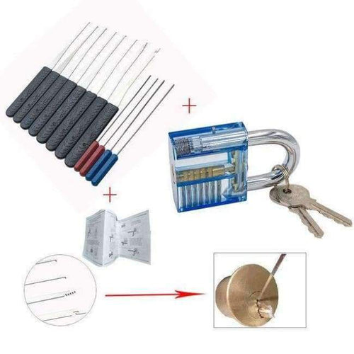Planet Gates Blue 12pc Black Lock Pick Set Kit Locksmith Hand Tool Broken Key Extractor Remove Removal Hook Hardware DIY Hand Tool Stainless Steel