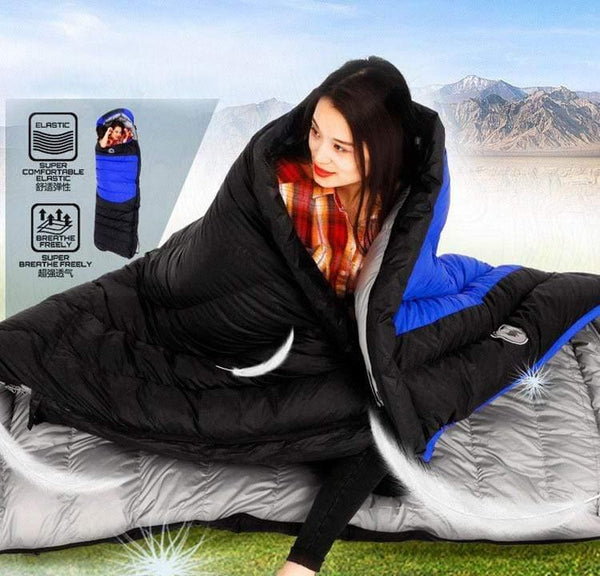 Planet Gates blue 1500g Ultralight goose down envelope sleeping bag sofa inflate bag hiking camping Hiking Camping Equipment