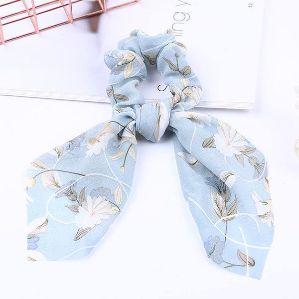 Chiffon Ribbons Hairband Elastic Hair Rope Hair Tie Floral Scrunchie Women Ponytail Holder Rubber Headbands Accessories