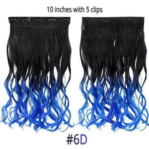 Planet Gates Blue / 18inches 18" Rainbow Synthetic Hairpieces 5 Clips in Hair Extensions Long Curly Pink Purple Ombre Wigs For Women One Piece Heat Resistant