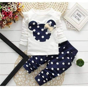 Planet Gates Blue / 18M Baby Girls Sport Clothes Sets for Toddler Cotton Print Mickey T-Shirt+Polka Dot Pants Suit Kids Tops Trousers Cloting