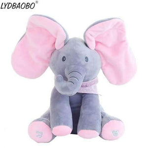Planet Gates Blue 1PC 30cm Peek A Boo Elephant & Bear Stuffed Animals&Plush Doll Play Music Elephant Educational Anti-stress Toy Gift For Children