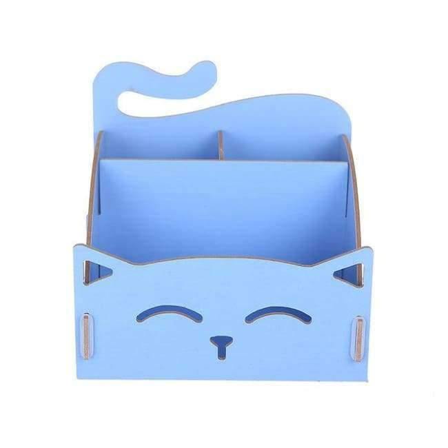 Planet Gates 1pc Cute Cat Pen Holders Stationary Desk Organizer Storage Bin Wooden Space Saving Multifunction Cosmetic Box Desk Accessories