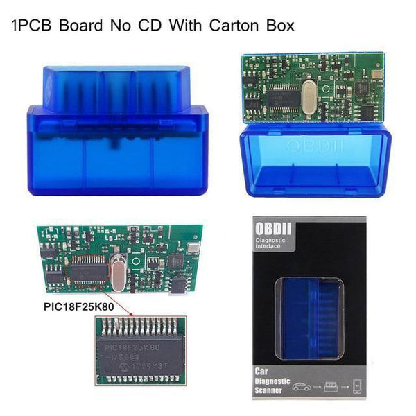 Planet Gates Blue 1PCB V1.5 PIC18F25K80 ELM327 Bluetooth V1.5 OBD2 Car Diagnostic Tool ELM 327 V1.5 Work On Android/Symbian