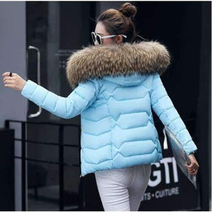 Planet Gates blue 2 / S New Fashion Winter Jacket Women Fake Raccoon Fur Collar Winter Coat Women Parkas Warm Down Jacket Female outerwear