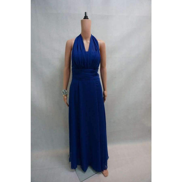 Planet Gates Blue / 2 Sleeveless Long Bridesmaid Dresses  Ruffles Chiffon a-Line Vestido De Madrinha De Casamento Longo