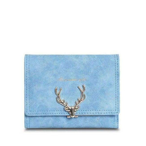 Planet Gates Blue 2017 Latest Christmas Deer Women Leather Wallet VintageTri-Folds Luxury Cash  Purse Girl Small Black Clutch coin purses holders