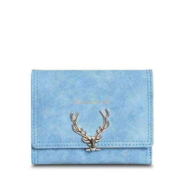 Planet Gates Blue 2017 Latest Christmas Deer Women Leather Wallet VintageTri-Folds Luxury Cash  Purse Girl Small Black Clutch coin purses holders