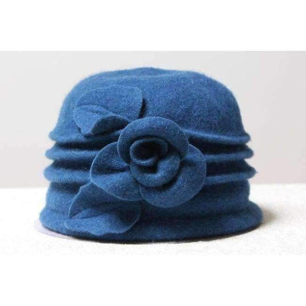 Planet Gates BLUE 2018 Floral Casual Brand Warm Lady Autumn Floppy Soft Girl Fedoras Women Fedoras 100% Pure Wool Dome Winter Hat For Women