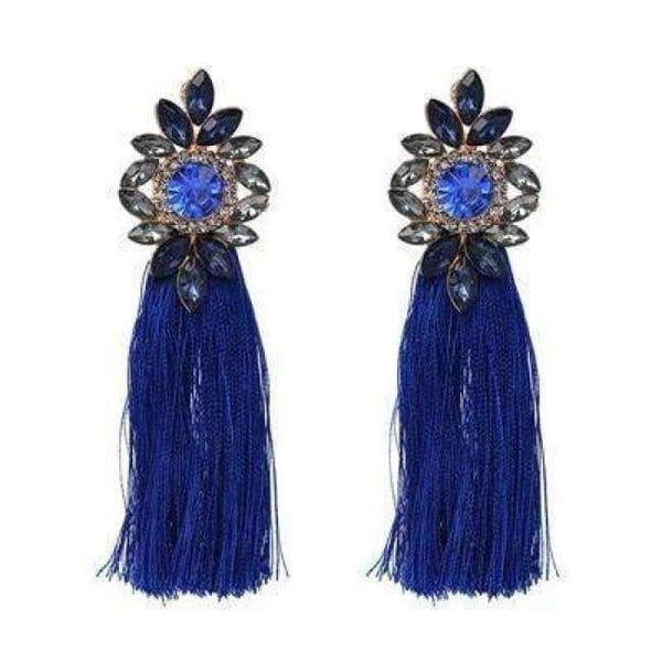 Planet Gates Blue 2018 Hot sale 9 Colors Long Tassel Earrings For Women Crystal Drop Earrings For Wedding Fashion Statement Jewelry Wholesale 30
