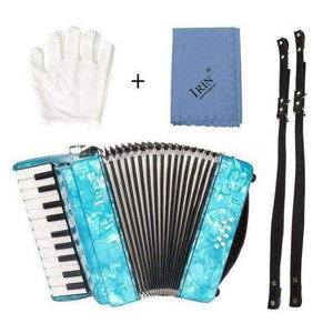 Planet Gates Blue 22 Keys 8 Bass accordion 22K8B With Adjustable Straps Gift Toys Kids Children Musical Instrument Beginners With Gloves wipe