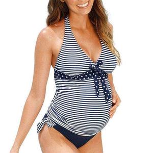 Planet Gates Blue / 22 Women's Swimwear Sexy Maternity Swimwear Pregnant Stripe Dot Bowknot Swimsuit Plus Size Beach wear Pregnant Suit JE14#F