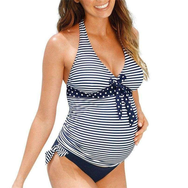 Planet Gates Blue / 22 Women's Swimwear Sexy Maternity Swimwear Pregnant Stripe Dot Bowknot Swimsuit Plus Size Beach wear Pregnant Suit JE14#F