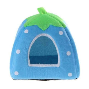 Planet Gates blue / 26x26cm Foldable Cat Dog Kennel Warm Cushion Strawberry Shape Sponge Pet House Dog Nest D0014