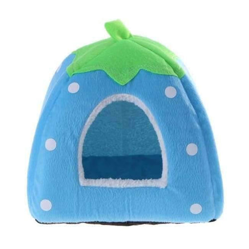 Planet Gates blue / 26x26cm Foldable Cat Dog Kennel Warm Cushion Strawberry Shape Sponge Pet House Dog Nest D0014