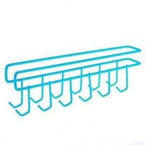 Planet Gates Сини 2 бр. 12 куки, желязна висяща поставка за тенджера, тиган, закачалка за чаши, кухненска помощна за съхранение, кука, поставка за готвене, органайзер за закачалка за кърпи