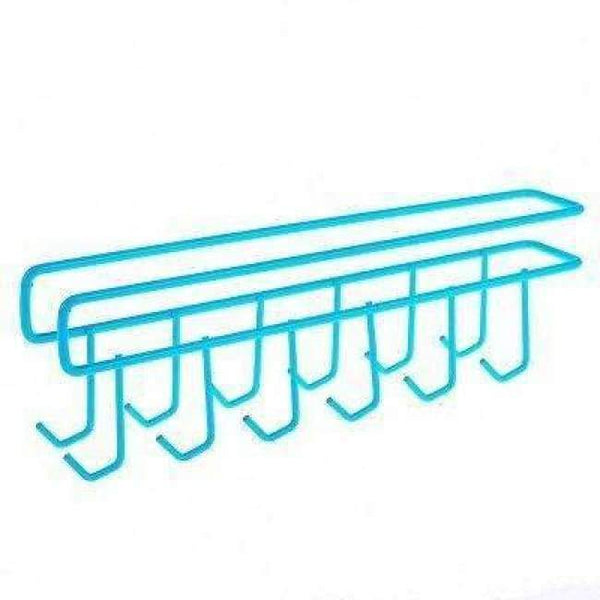 Planet Gates Сини 2 бр. 12 куки, желязна висяща поставка за тенджера, тиган, закачалка за чаши, кухненска помощна за съхранение, кука, поставка за готвене, органайзер за закачалка за кърпи