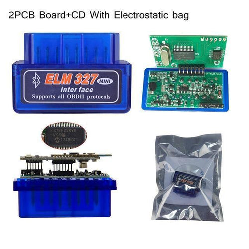 Planet Gates Blue 2PCB V1.5 PIC18F25K80 ELM327 Bluetooth V1.5 OBD2 Car Diagnostic Tool ELM 327 V1.5 Work On Android/Symbian