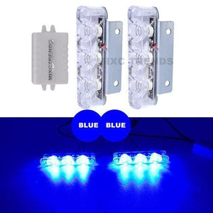 Planet Gates Blue 2Pcs 3 LED Strobe Light 6W Police Flashing Warning Led Brake Light Lamp DC 12V Car Truck Motorcycle Rear Brake Stop Led Lights
