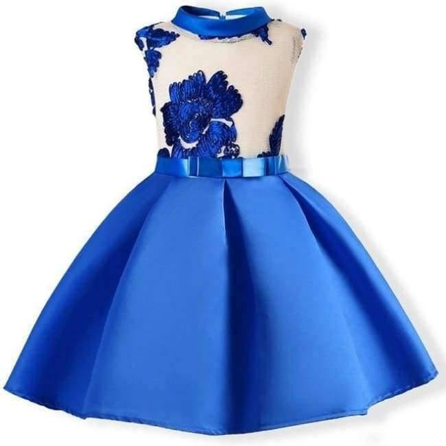 Planet Gates blue / 2T Baby Girl embroidery Silk Princess Dress for Wedding party Kids  Dresses for Toddler Girl Children Fashion Christmas Clothing