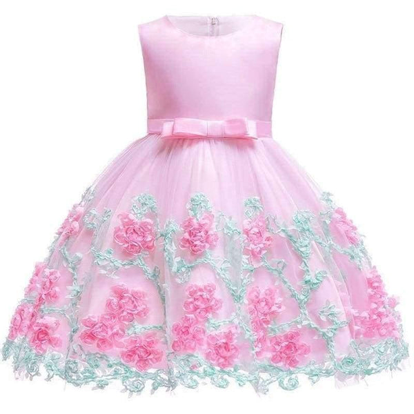 Planet Gates blue / 2T Baby Girl embroidery Silk Princess Dress for Wedding party Kids  Dresses for Toddler Girl Children Fashion Christmas Clothing