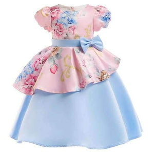 Planet Gates blue / 2T Baby Girl embroidery Silk Princess Dress for Wedding party Kids  Dresses for Toddler Girl Children Fashion Christmas Clothing