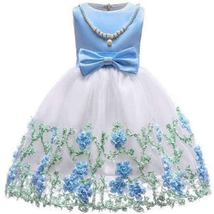 Planet Gates blue / 2T Baby Girl embroidery Silk Princess Dress for Wedding party Kids  Dresses for Toddler Girl Children Fashion Christmas Clothing