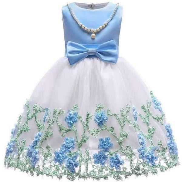 Planet Gates blue / 2T Baby Girl embroidery Silk Princess Dress for Wedding party Kids  Dresses for Toddler Girl Children Fashion Christmas Clothing