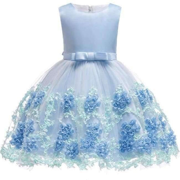 Planet Gates blue / 2T Baby Girl embroidery Silk Princess Dress for Wedding party Kids  Dresses for Toddler Girl Children Fashion Christmas Clothing