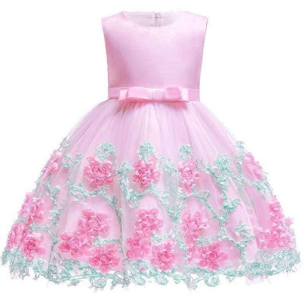 Planet Gates blue / 2T Baby Girl embroidery Silk Princess Dress for Wedding party Kids  Dresses for Toddler Girl Children Fashion Christmas Clothing