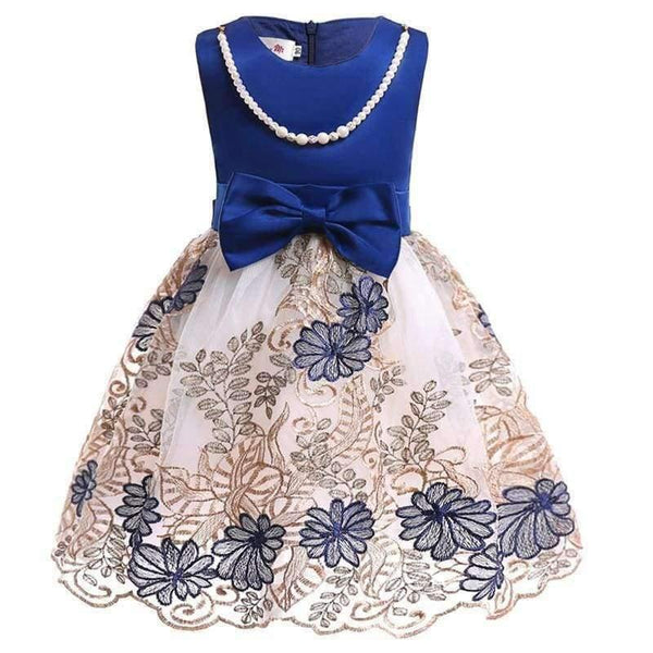 Planet Gates blue / 2T Baby Girl embroidery Silk Princess Dress for Wedding party Kids  Dresses for Toddler Girl Children Fashion Christmas Clothing