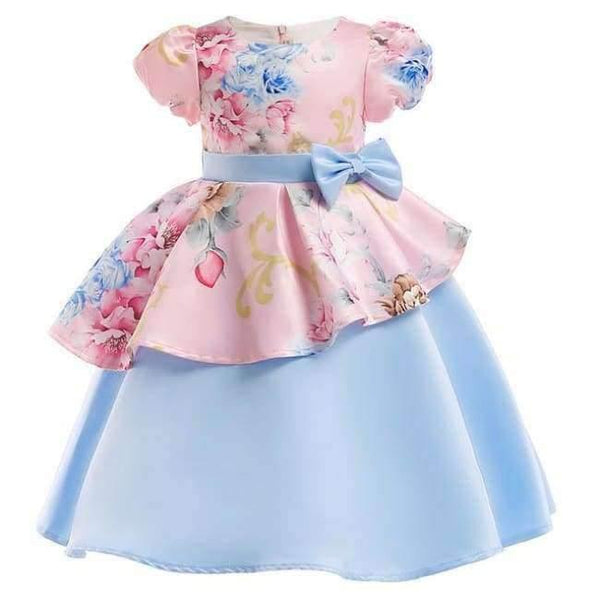 Planet Gates blue / 2T Baby Girl embroidery Silk Princess Dress for Wedding party Kids  Dresses for Toddler Girl Children Fashion Christmas Clothing