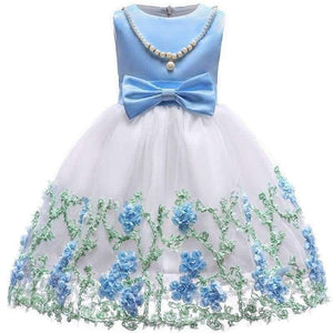 Planet Gates blue / 2T Baby Girl embroidery Silk Princess Dress for Wedding party Kids  Dresses for Toddler Girl Children Fashion Christmas Clothing