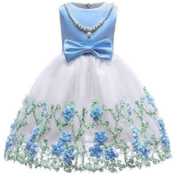 Planet Gates blue / 2T Baby Girl embroidery Silk Princess Dress for Wedding party Kids  Dresses for Toddler Girl Children Fashion Christmas Clothing