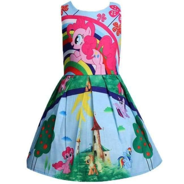 Planet Gates Blue / 2T Baby Summer Princess Little Pony Rainbow Dresses For Girls Halloween Birthday Party Vestidos Dress Children Clothing