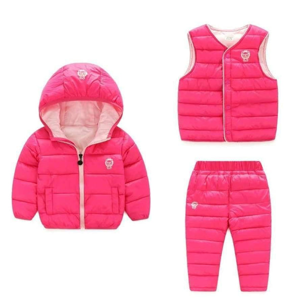 Planet Gates blue / 2T Winter Kids Clothing Sets Warm Duck Down Jackets Clothing Sets Baby Girls & Baby Boys Down suit 3pcs Coats Vest Pants Overcoat